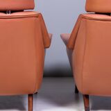 Leather and rosewood chairs and Ottoman by Werner Langenfled Denmark 1960s