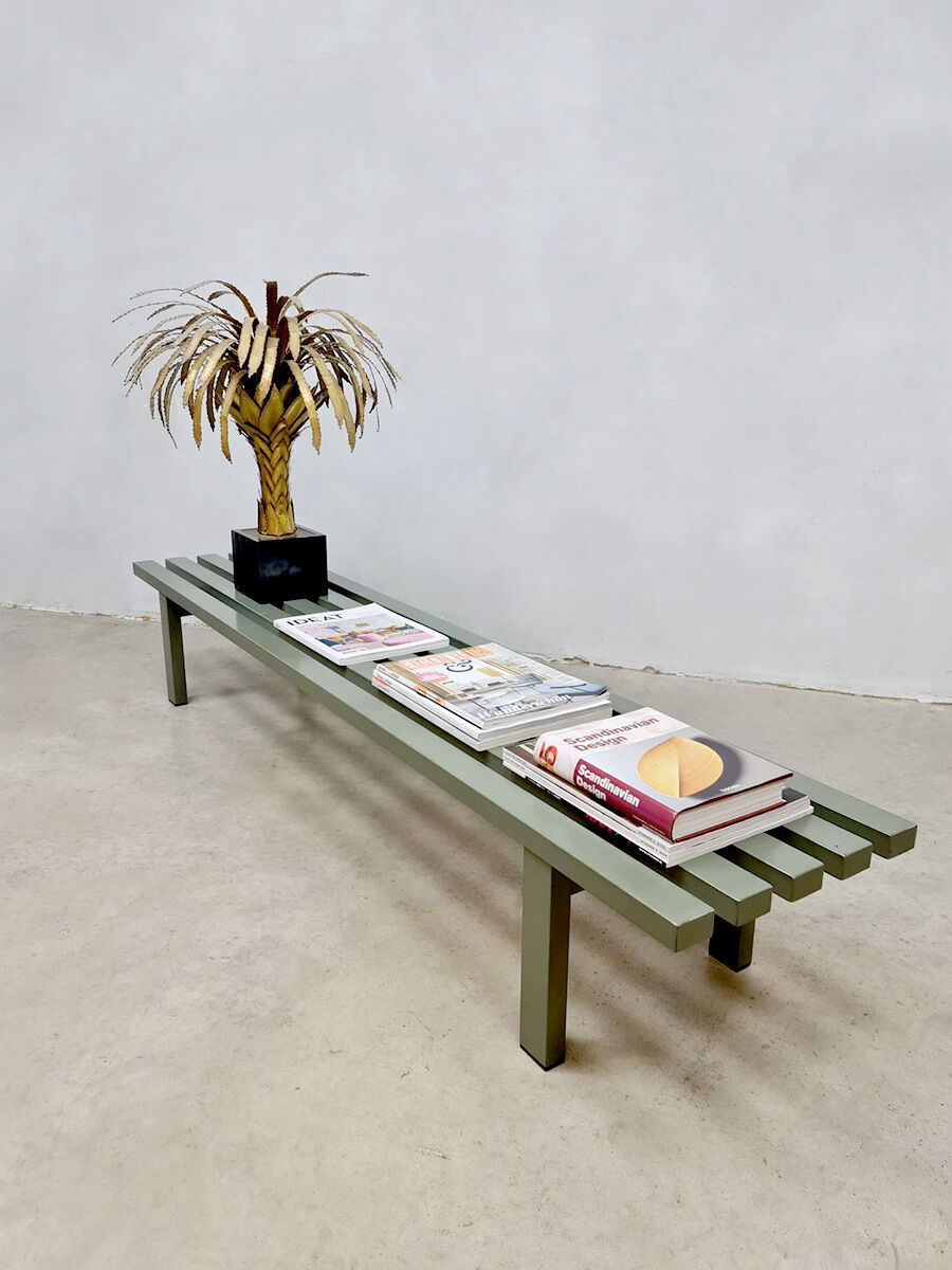 Vintage metal slatted bench 'Meta' Metaform