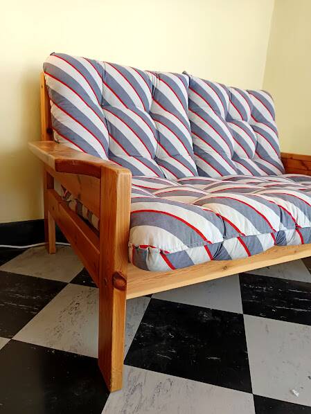 Vintage Scandinavian living room in solid pine