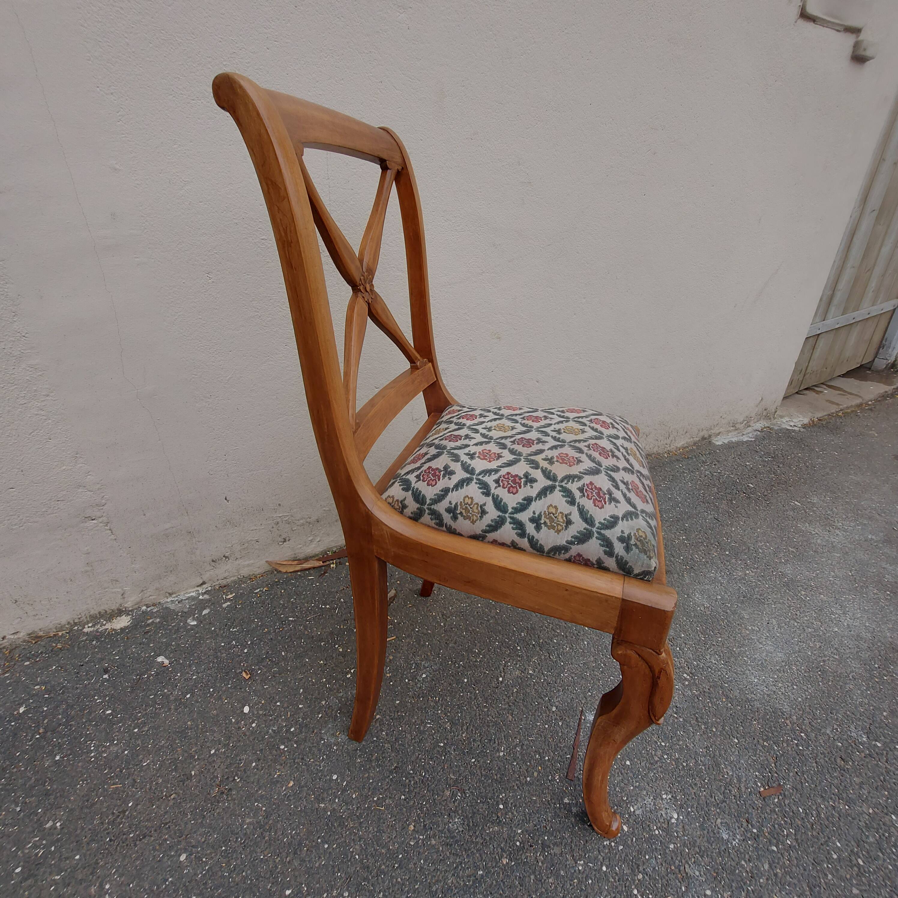 1 antique charles x cross-brace chair from the restoration period