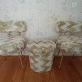 2 chairs and a pelfran moumoute pouf