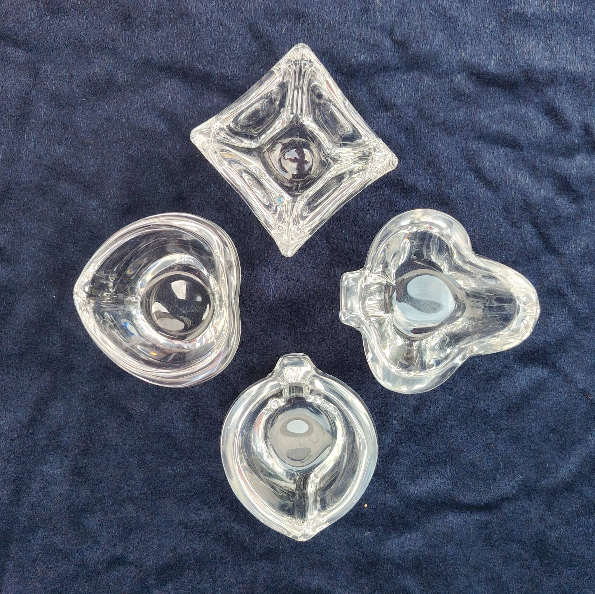 4 Daum crystal ashtrays playing cards