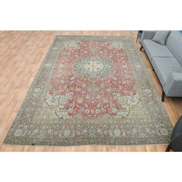 1970s Vintage Persian Handmade Wool Red Area Rug 296x391