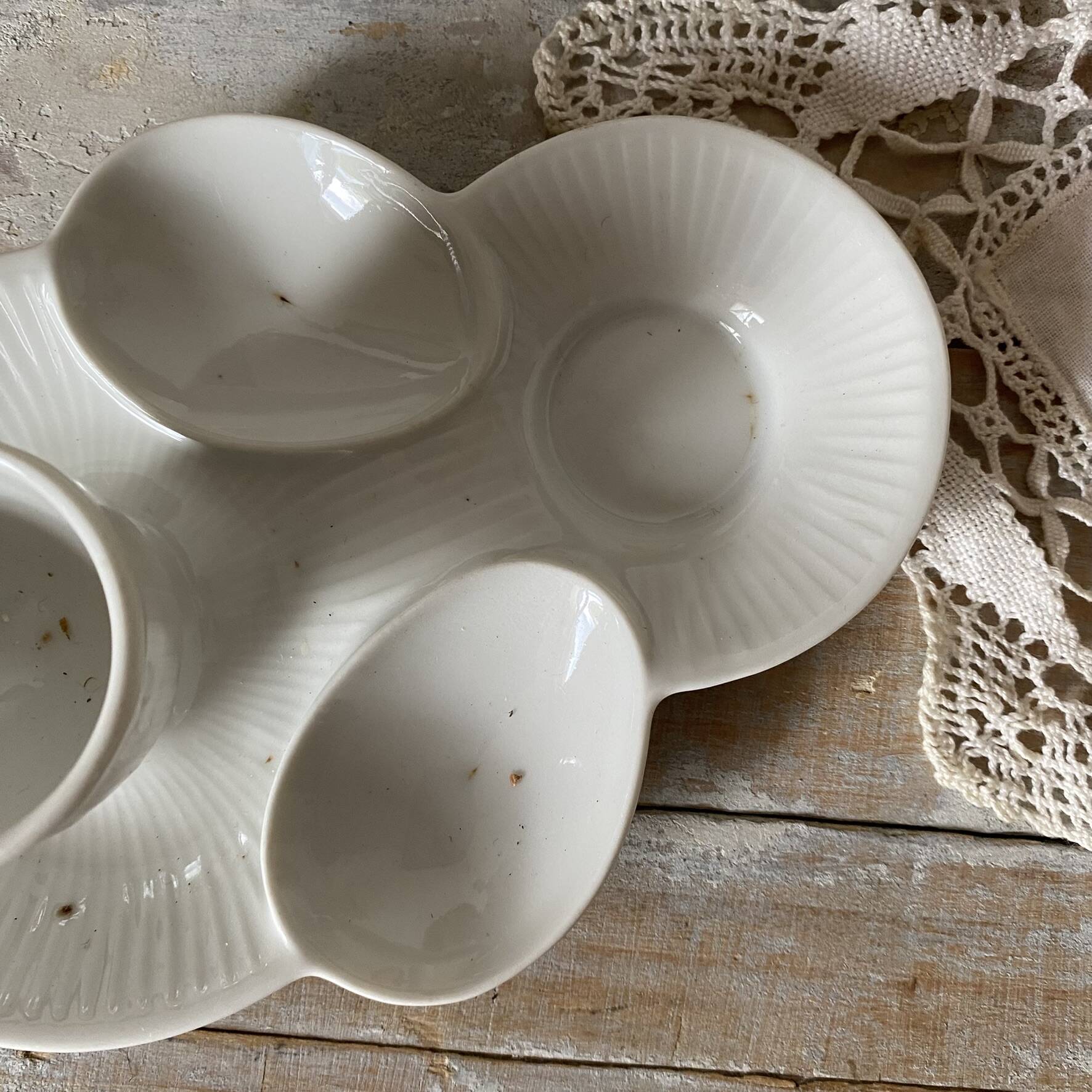 Antique porcelain egg cups Mehun