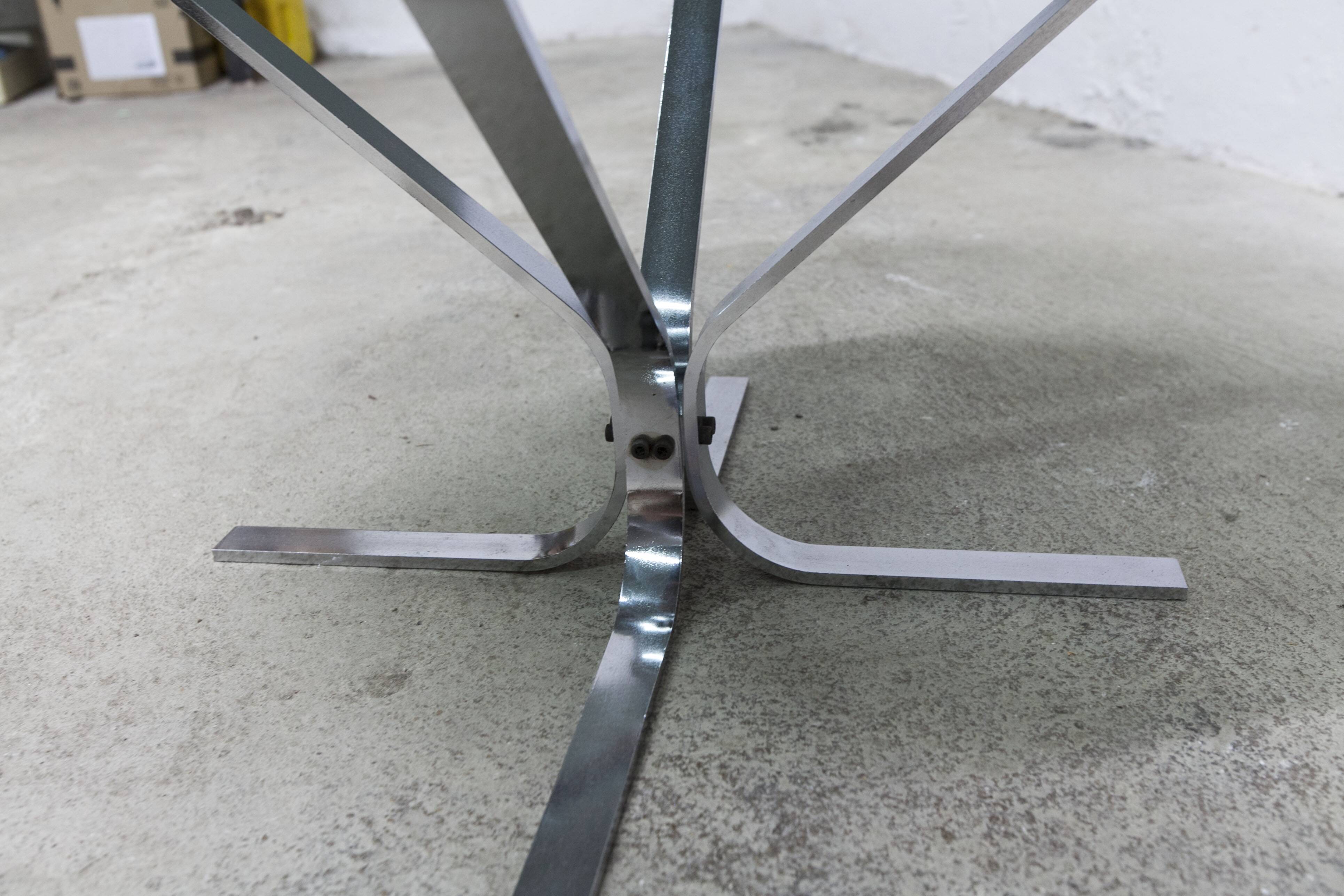 1970s space age round coffee table with smoked glass