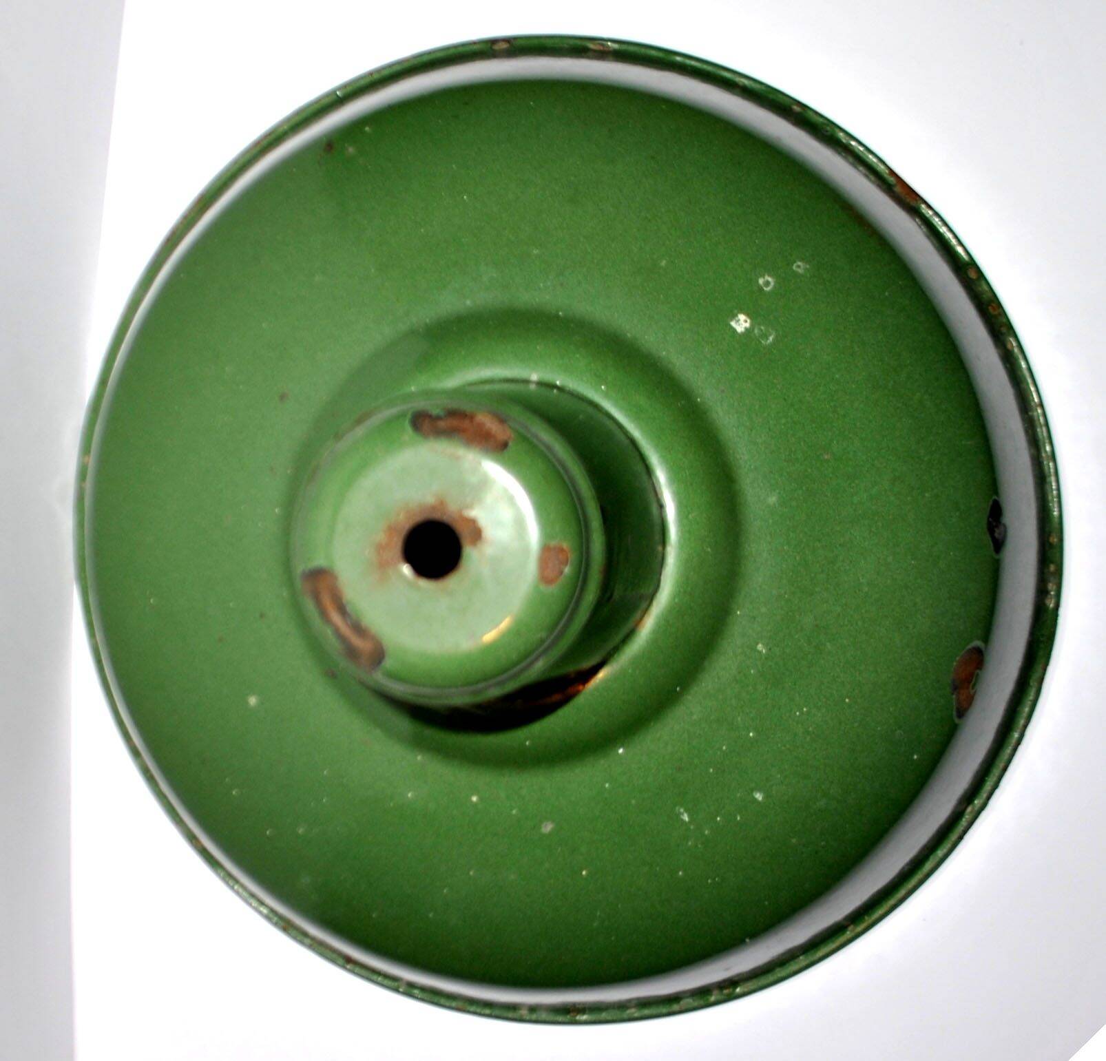 Green enamelled sheet metal workshop lamp – Industrial Farmhouse pendant light 41cm