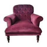 Upholstered velvet armchair