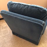 Pair of vintage chairs in oil blue velvet.