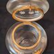 Art nouveau satin glass candy dish with enamel painted floral decor