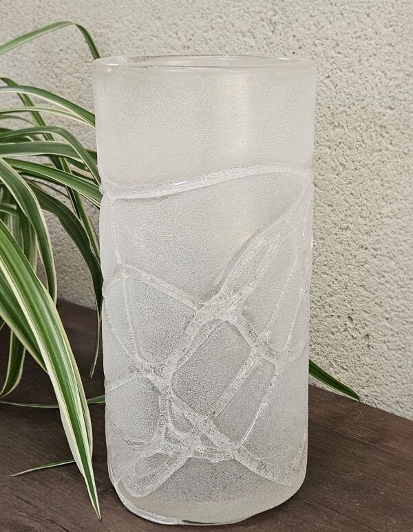 Vase verre soufflé effet glaçon vintage