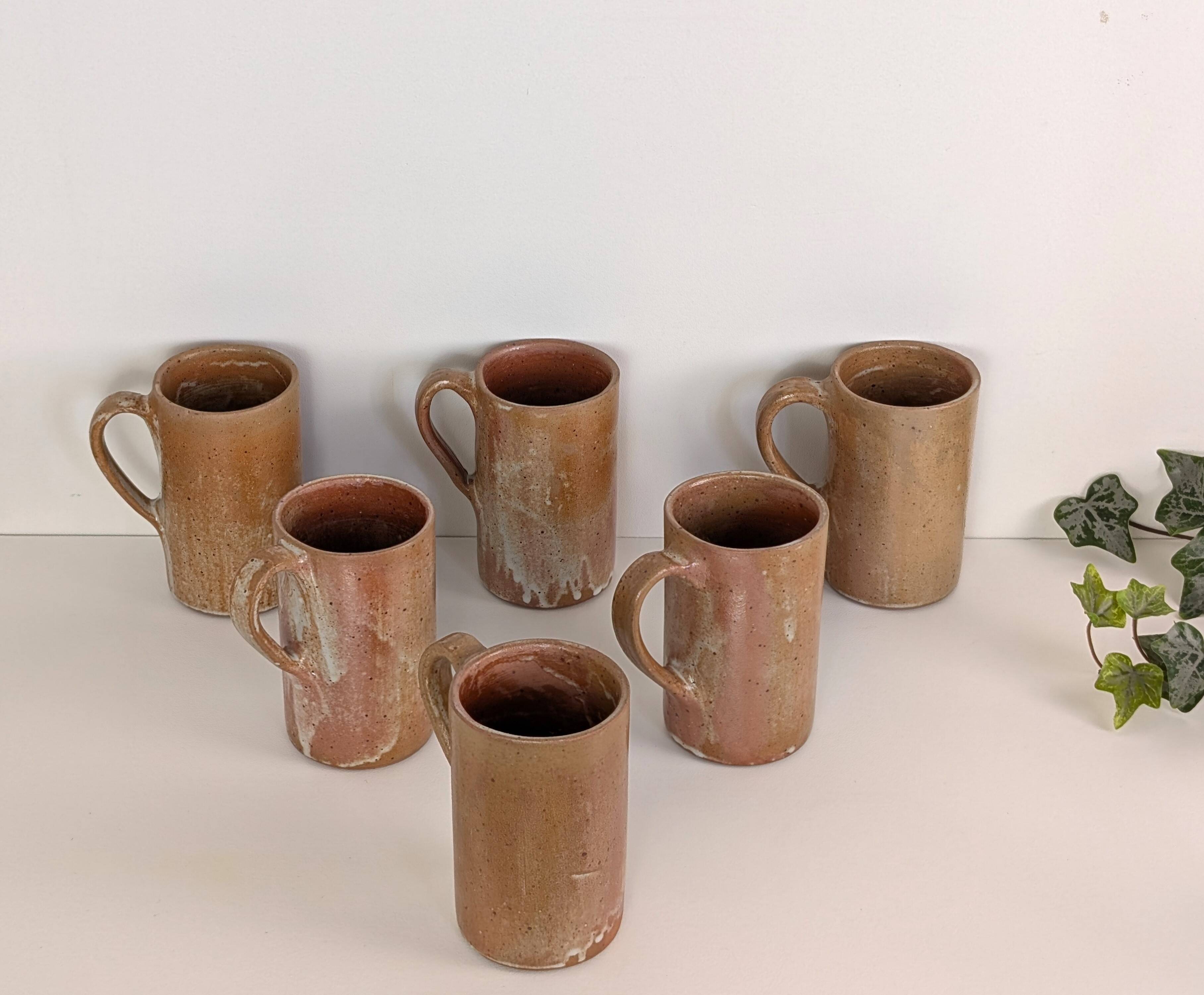 6 enamelled stoneware mugs