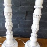 Set of 2 wooden lamp bases