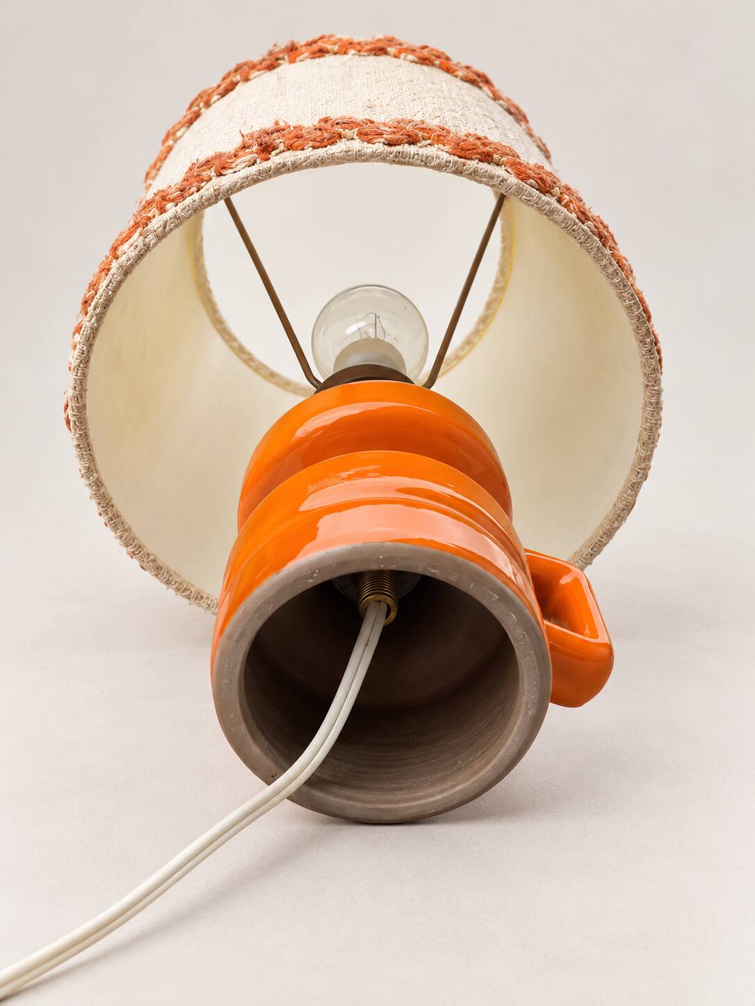 Vintage orange ceramic table lamp – 1970s