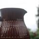 Superb vintage Digoin Sarreguemines pitcher in brown enamelled ceramic