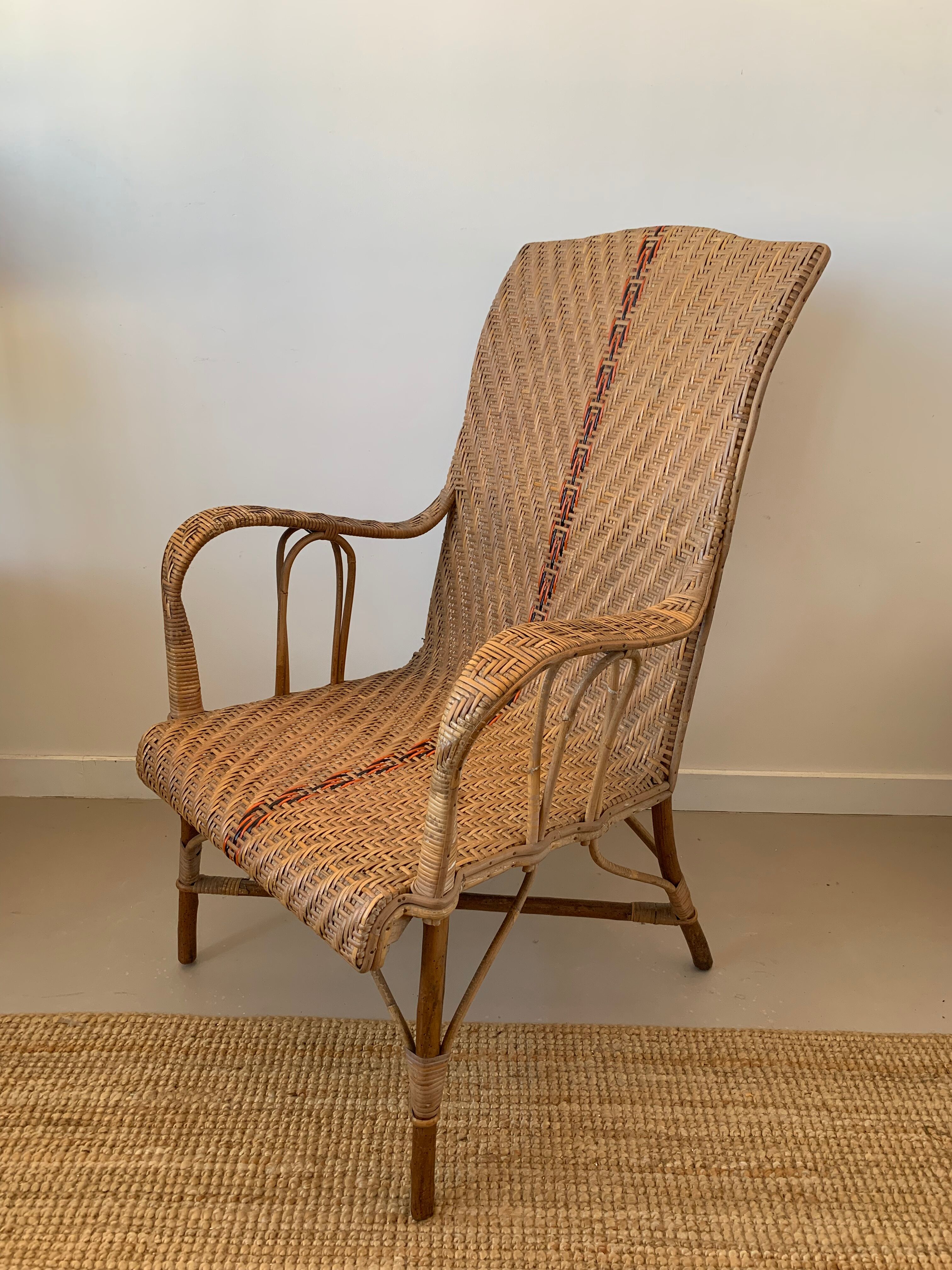 Old rattan armchair