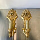 Pair of vintage gilded wood electric wall sconces