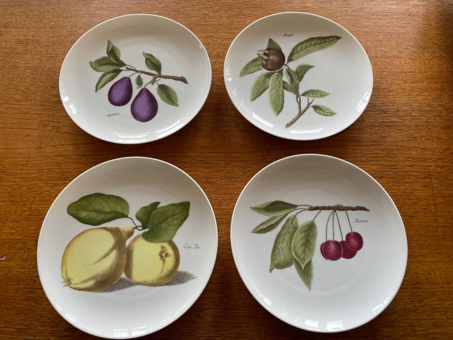 Set of 4 Vintage Hutschenreuther Fruit Dessert Plates 20cm, Side Plate