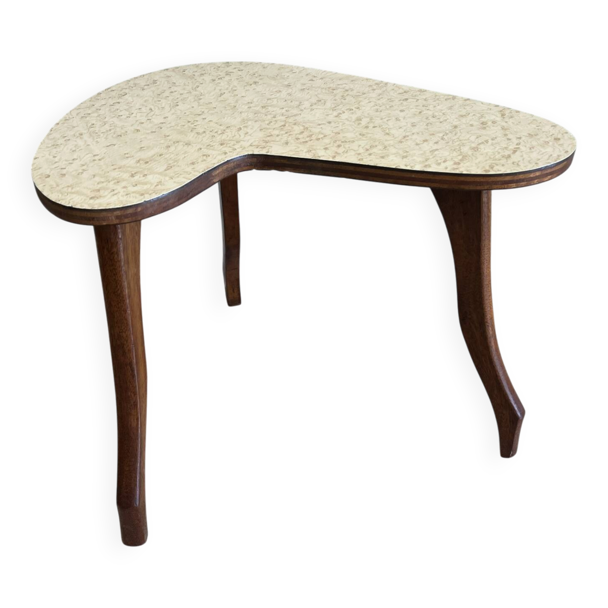 Small tripod side table in bean shape – 1950s/60s style
