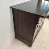 Chest of drawers in wood and gray marble with 4 drawers nineteenth century