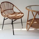 Set de 3 chaises + table en bambou par Alan Fuchs pour Uluv, 60s