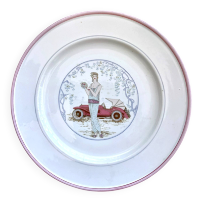 Assiette vintage italienne primula, décor art déco, années 1970-80