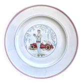 Assiette vintage italienne primula, décor art déco, années 1970-80