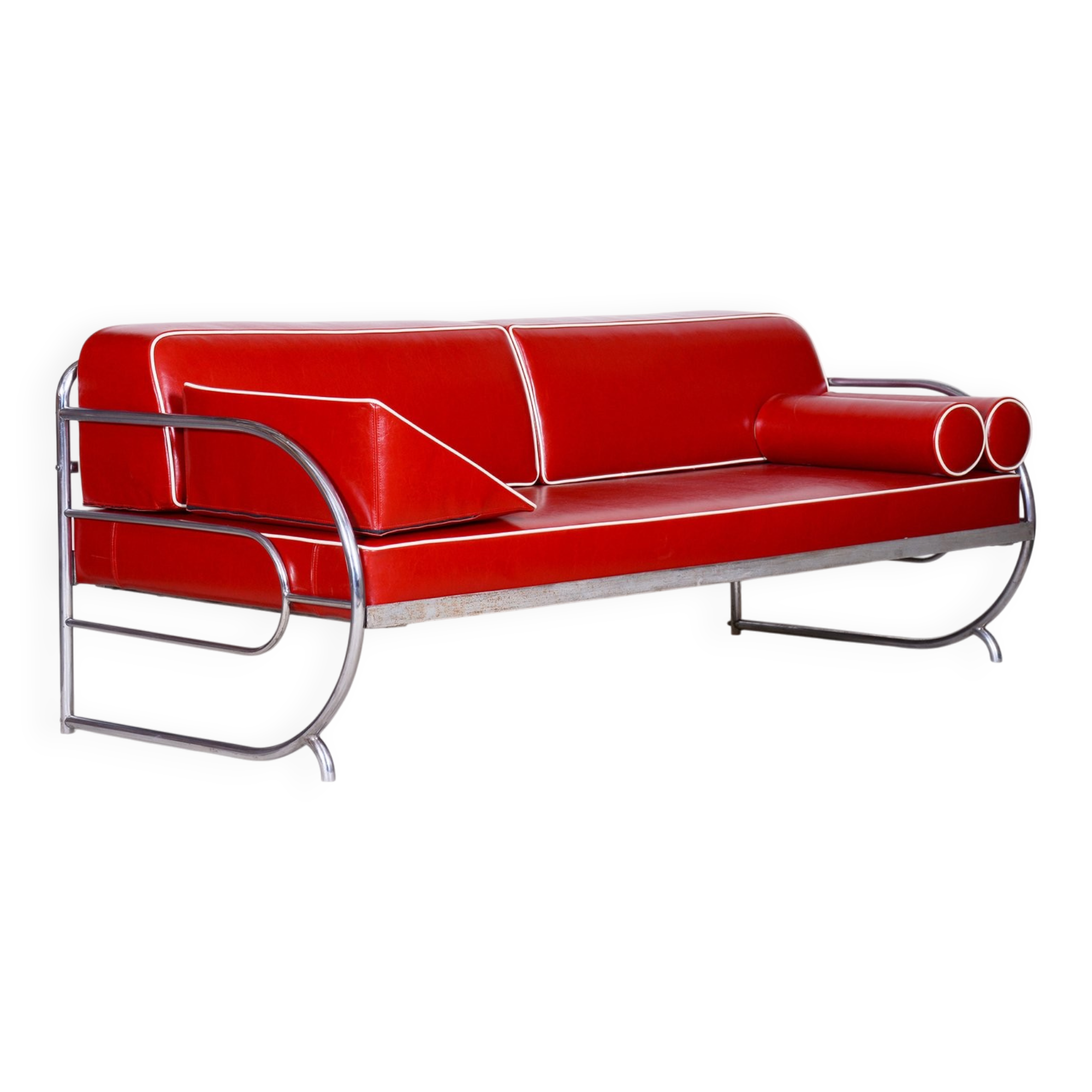 Bauhaus Leather Sofa attributed to Robert Slezak, 1930s