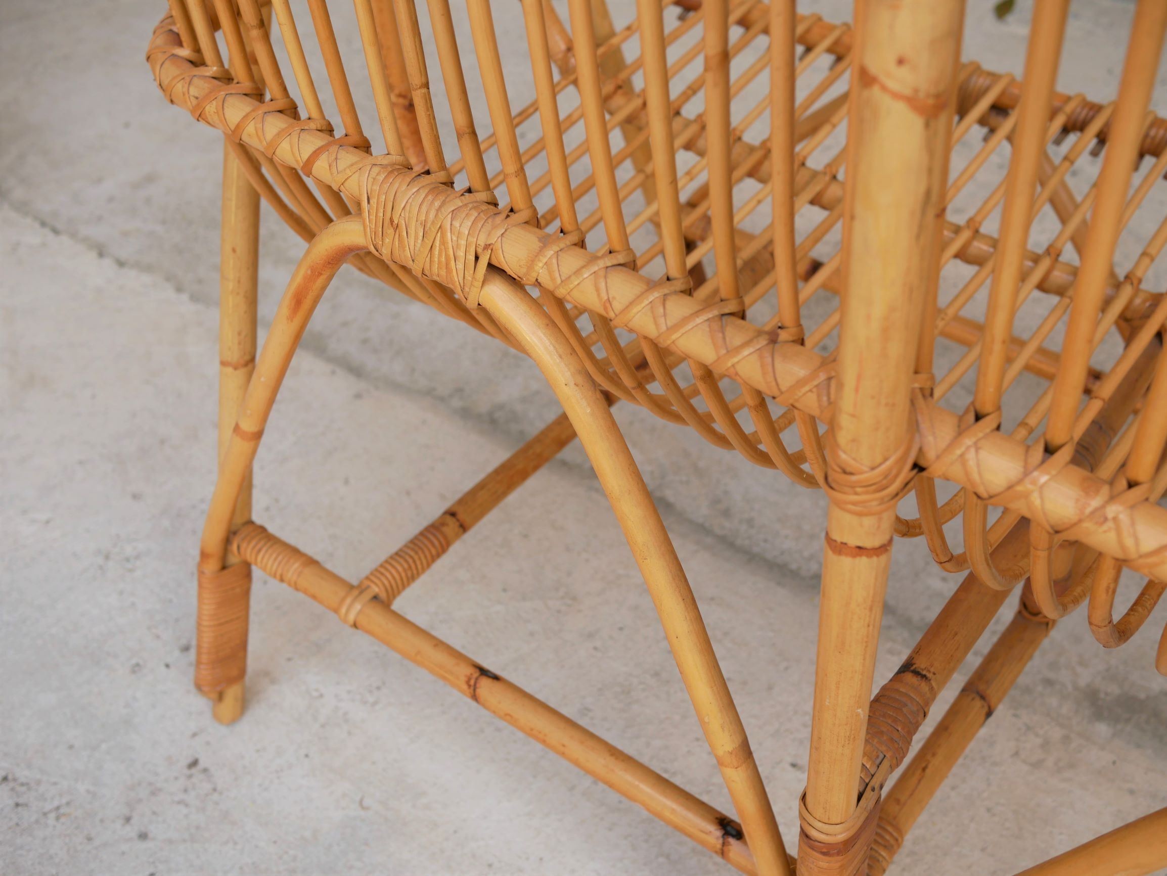 Vintage rattan bench
