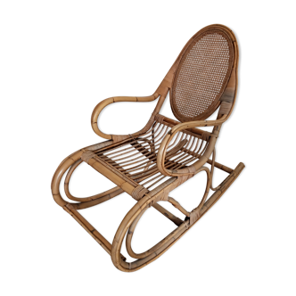 Rocking-chair rotin et cannage