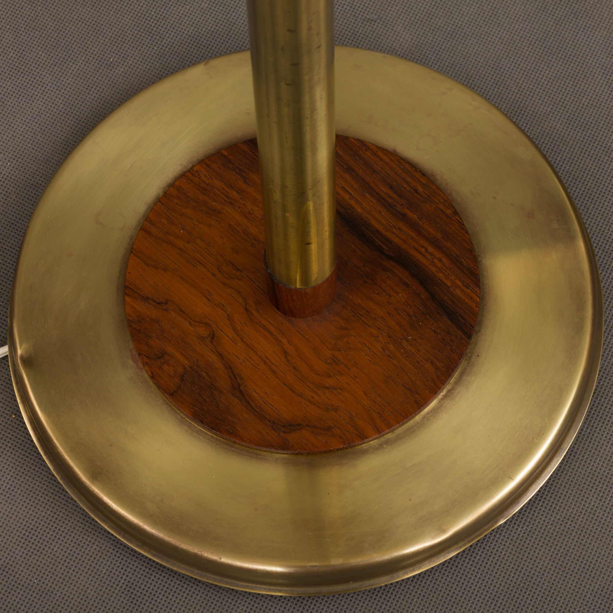 Brass and teak mid-century floor lamp