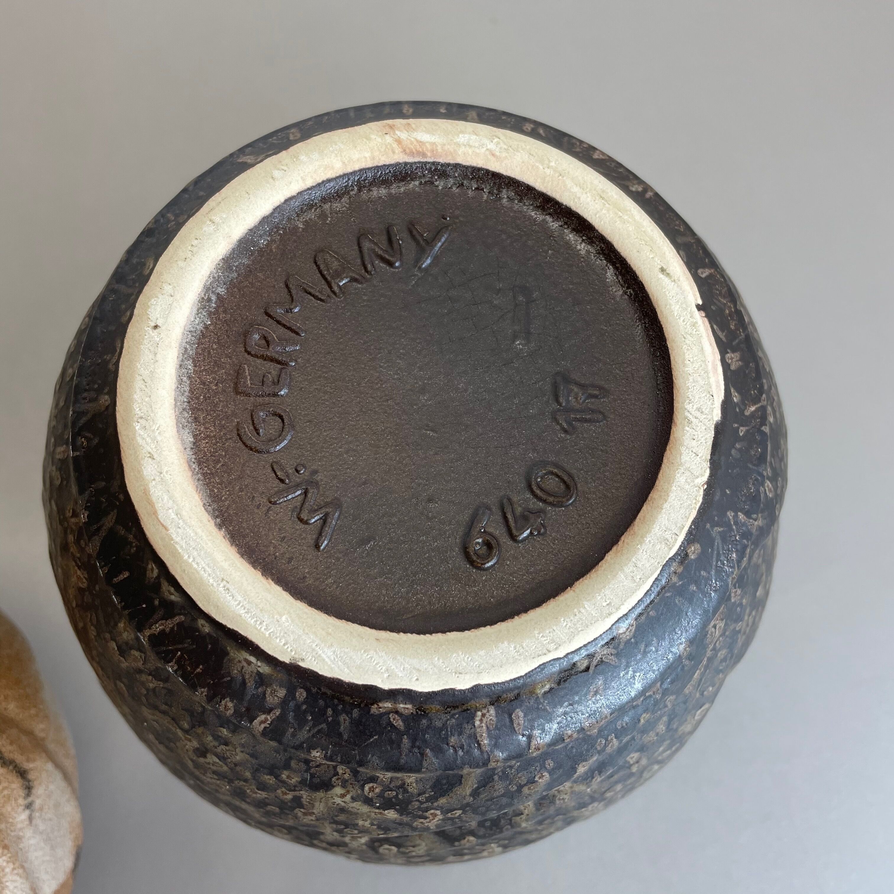 Set of 2 Multi-Color Fat Lava Op Art Pottery Vase Made Bay Ceramics, Germany