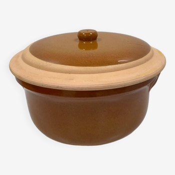 Large glazed terracotta cassoulet dish