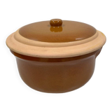 Grand plat à cassoulet en terre cuite vernissée