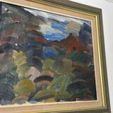 Original mid-century Swedish oil on canvas – “Scene” by Gösta Falck – vintage & framed – 73 × 64 cm