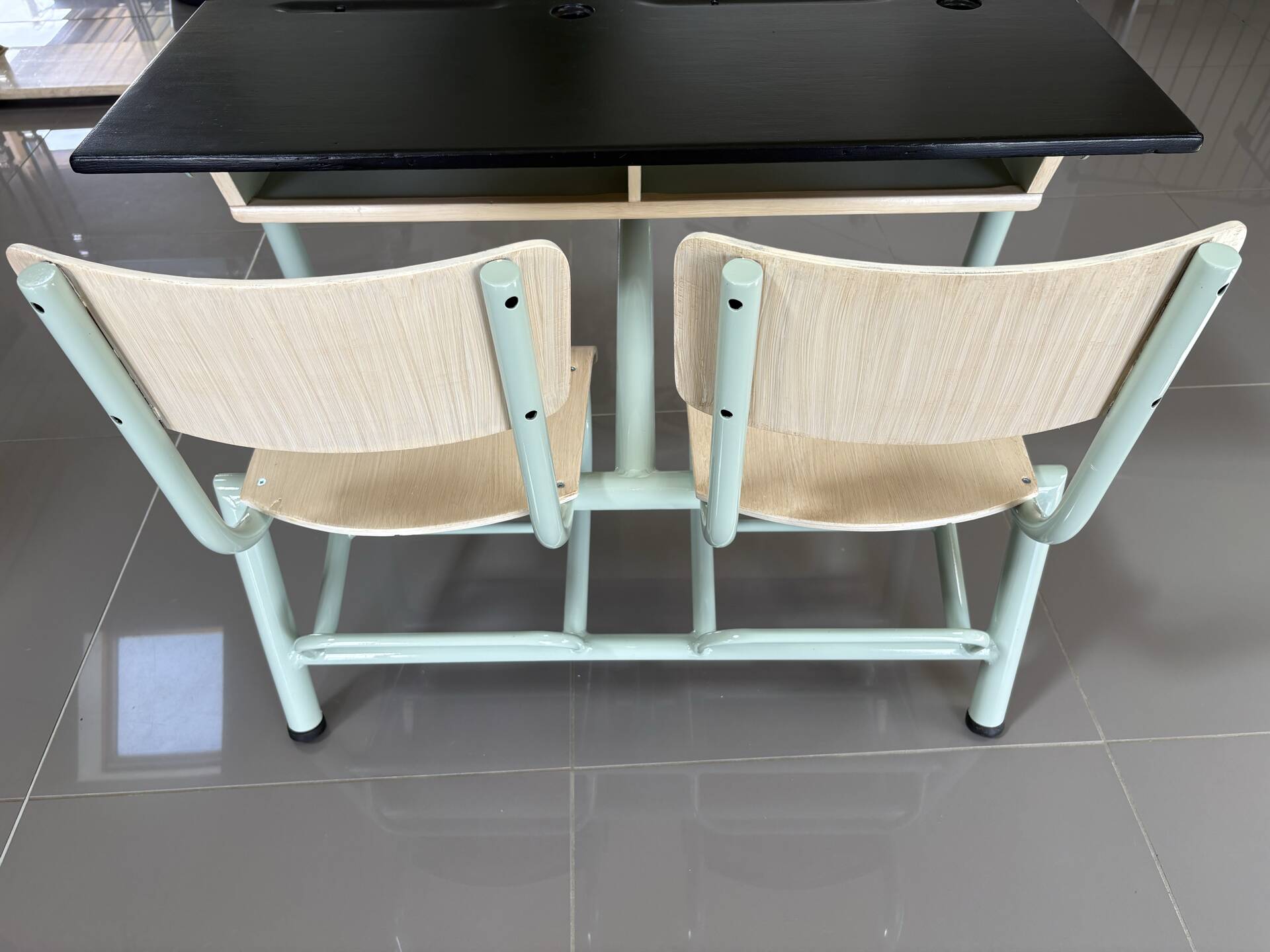 Vintage school desk for 2, fully renovated – Slate top