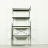 Chrome & smoked glass shelving unit, 1970s