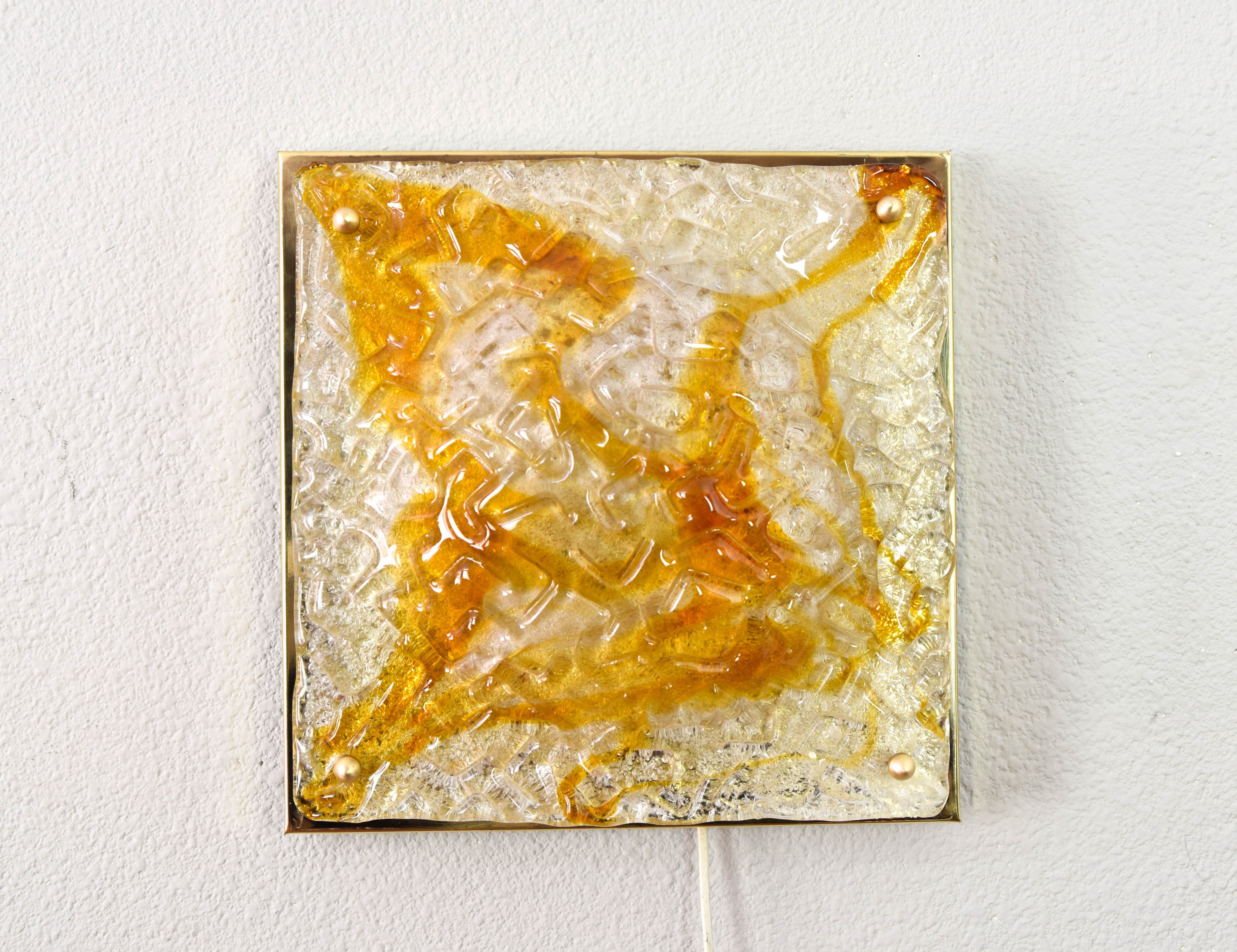 Mazzega Murano glass and brass wall lamp from the 60s