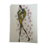 Emanuel Ungaro: fashion illustration technical mixed on cardstock from the 80s