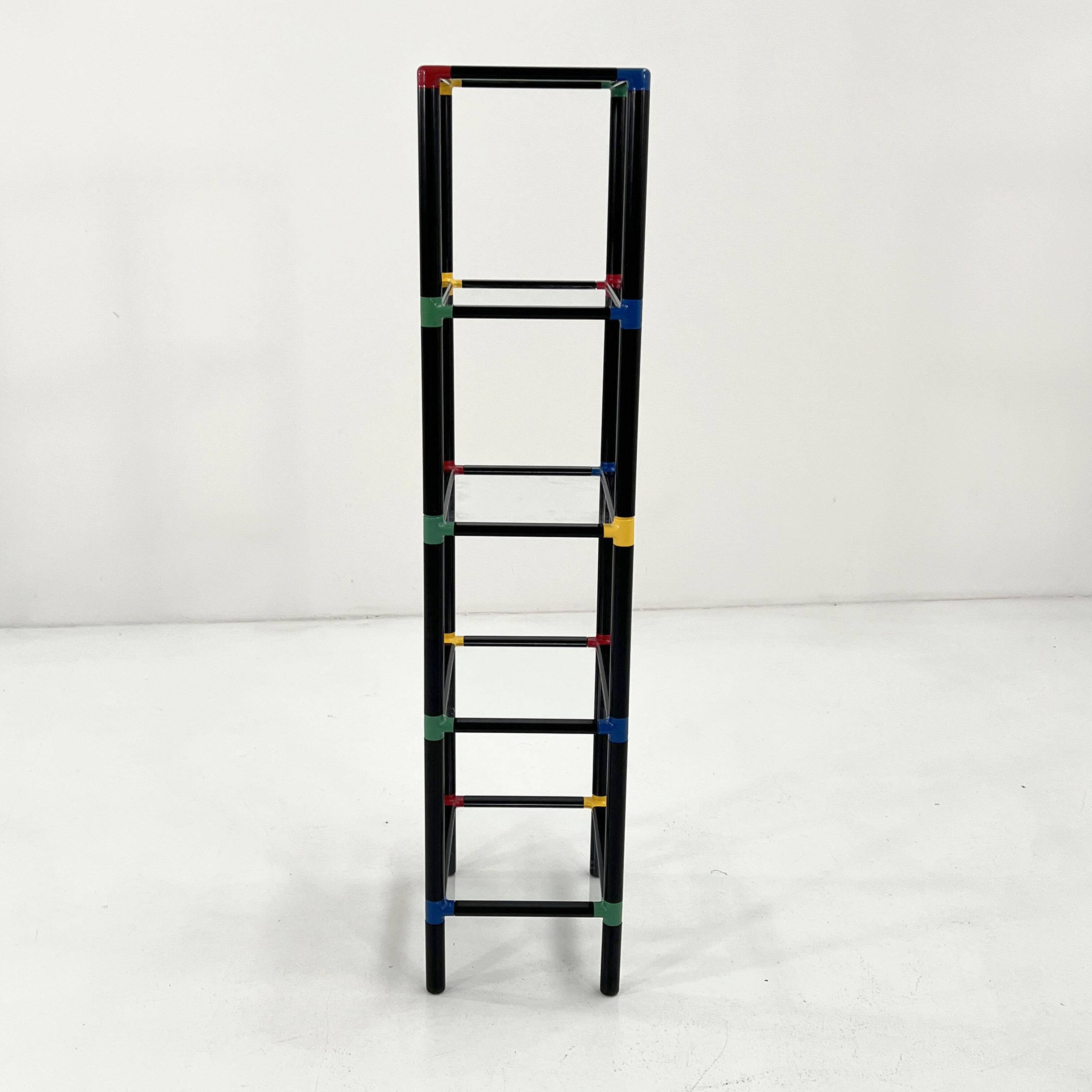 Multicoloured modular floor shelf, 1980