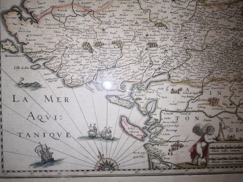 Authentic old map of the seventeenth century of Poitou by judocus Hondius 1630 double-sided