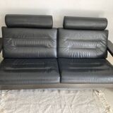 Black leather sofa Nova Roche Bobois