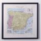 Carte Espagne et Portugal vintage 43x43cm de 1950