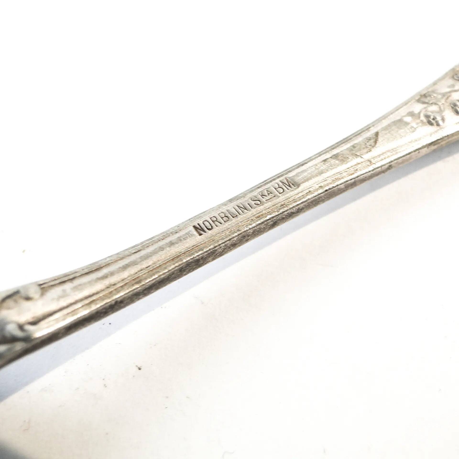 Art Deco sugar spoon, silver-plated brass, Poland, 1930s