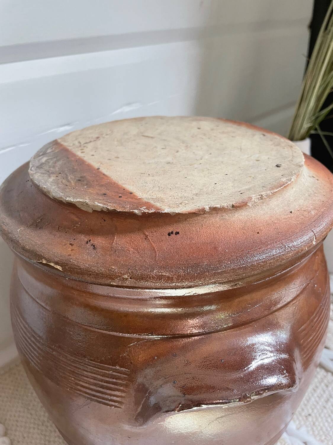 Old stoneware salt cellar