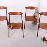 Set of 4 teak chairs model 17, Arne Hovmand Olsen for Mogens Kold, 1950s