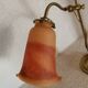 Orange glass paste tulip lamp, art nouveau swan neck, art deco