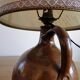 Vintage lamp 60s/70s foot glazed stoneware lampshade woven linen