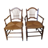 Deux fauteuils gerbe de style provençal du début 19éme siècle assises paillées