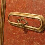 20th Century Italian Faux Red Porphyry Lacquered and Gilt Framed Wood Door