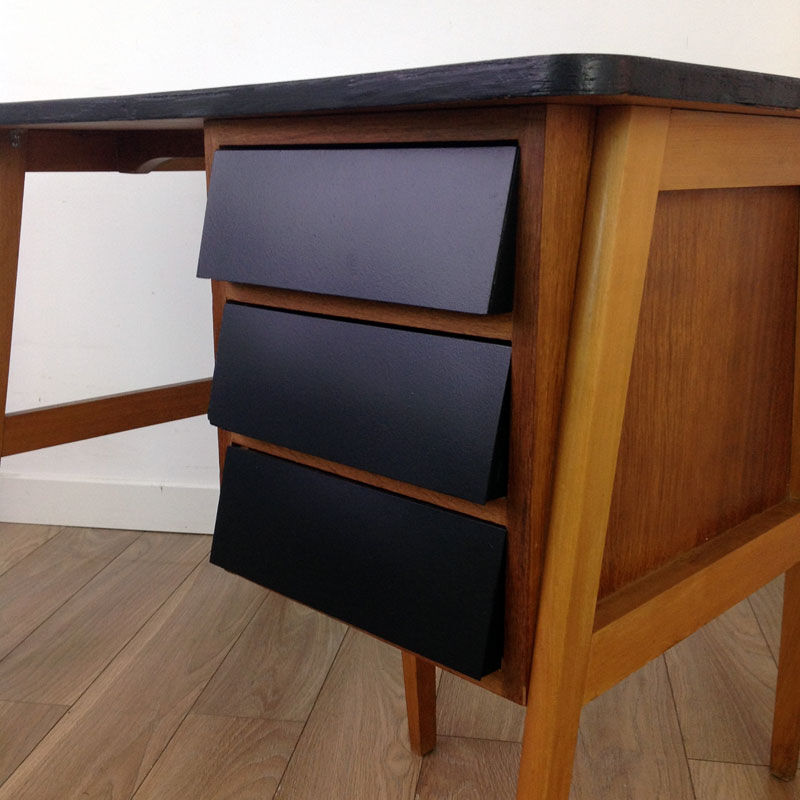 Black and wood office, 60s